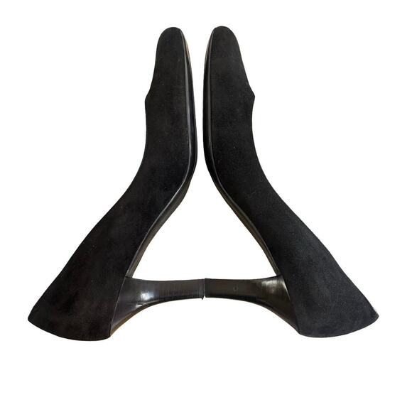 Y2K VTG. SALVATORE FERRAGAMO BLACK SUEDE PUMPS HEELS SZ. 8-8.5 EUC. - Picture 7 of 8